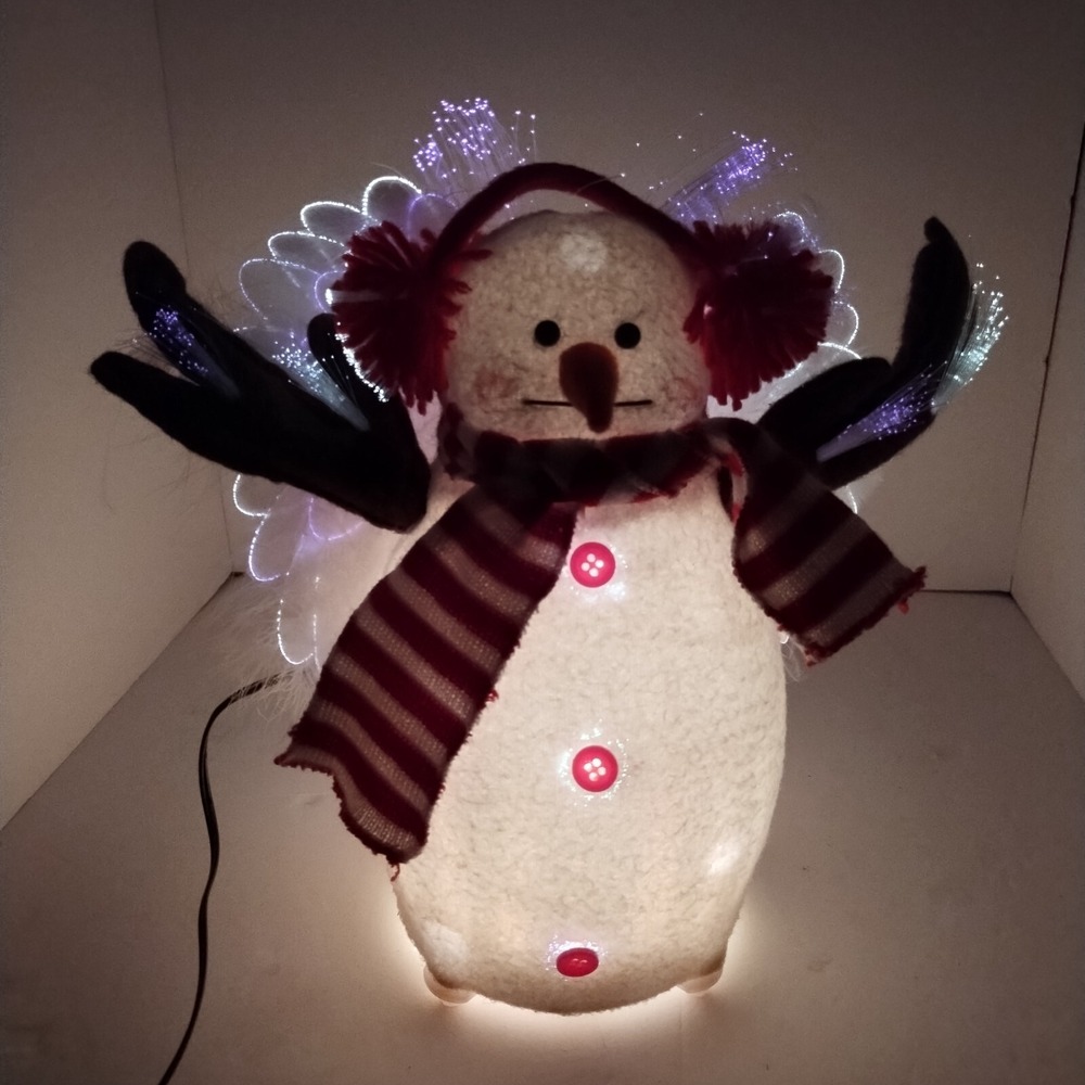 Vintage December Home 11" Fiber Optic Pre-Lit Snowman Angel‎ Original Box Tested - Picture 4 of 9